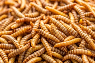 Close up view of mealworm larvae