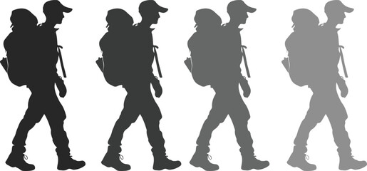 backpacker silhouette vector illustration