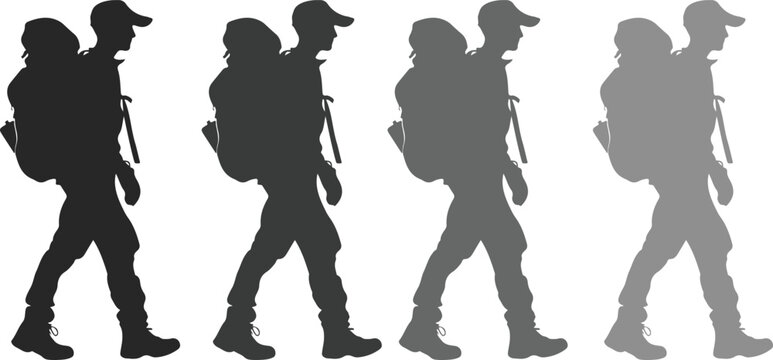 backpacker silhouette vector illustration
