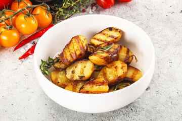 Grilled young small baby potato
