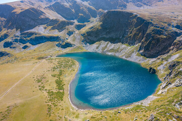 Aerial view of the Rila lakes during the summer © Marin