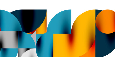 Obraz premium Tech minimal circular shapes geometric art. Vector modern circles