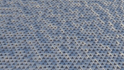 Abstract white geometric pattern with small triangular shapes forming a repetitive design.