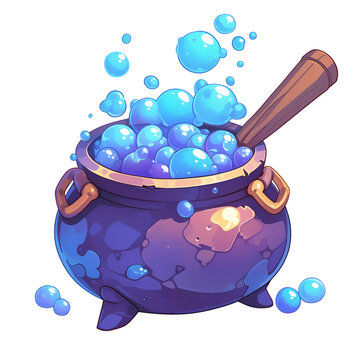 recommend clip art: a 2d cartoon clipart drawing of cauldron bubbles on an isolated transparent background