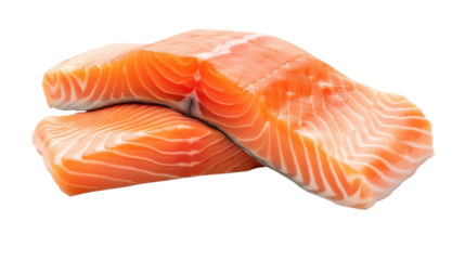 Raw fish steak on white isolated on clear png background and transparent background. food drink and dessert concept for cafe and restaurent, AI generative. 