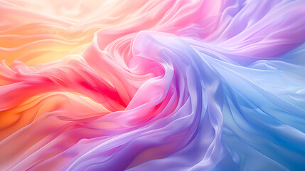 Obraz premium Soft pastel colored fabric flowing and forming a wavy texture