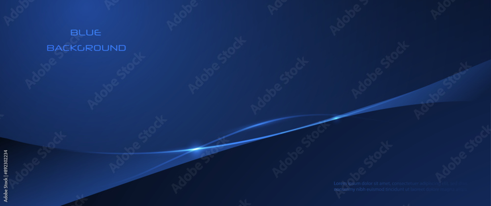 Poster Vector abstract dynamic geometric shape, wave flow line, light effect and texture on blue gradient color for wallpaper, template banner. Illustration modern graphic design for futuristic background