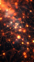 Fototapeta premium Pulsating 3D spheres connected by glowing lines, creating a dynamic network with a sense of energy flow