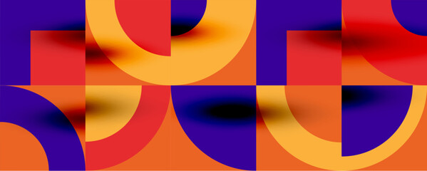 Obraz premium Neo memphis geometric pattern with circles, squares. Pop art abstract background for covers, banners, flyers and posters and other templates