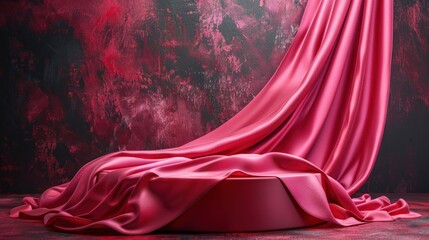 Pink Satin Draped Over a Podium