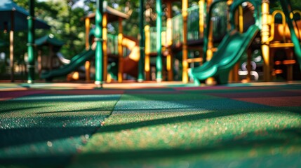Rubber floor in playground is green