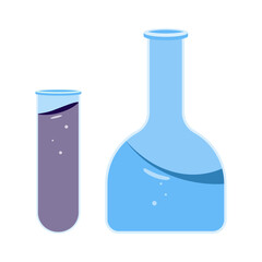 Test tubes with liquid isolated on a white background. Chemistry. Vector graphics. Flat style.