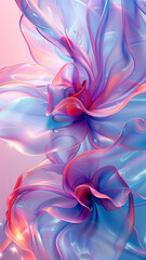 Obraz premium Abstract floral art. Digital artwork of abstract flowers with blue, pink, and purple tones. Suitable for modern art decor, advertising backgrounds, graphic design elements and digital wallpaper.