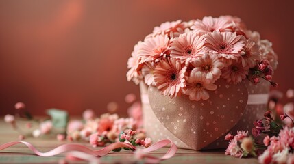 Pink Gerbera Daisies in Heart-Shaped Box
