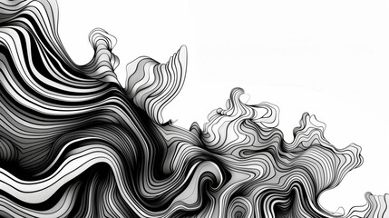 Fototapeta premium A black and white ink drawing with swirling lines.