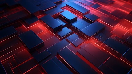 3d rendering of red and blue abstract geometric background. Scene for advertising, technology, showcase, banner, game, sport, cosmetic, business, metaverse. Sci-Fi Illustration. Product display
