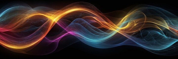 An abstract depiction of musical staves transformed into waves symbolizing sound.