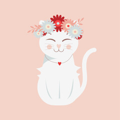 Cute cat with flowers