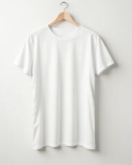 White T-Shirt Mockup on Wooden Hanger