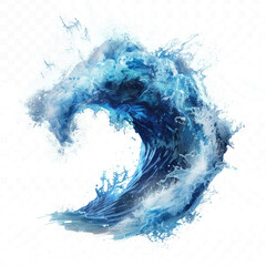 Dynamic water wave isolated on transparent background