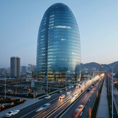 Fototapeta premium Modern Skyscraper at Dusk