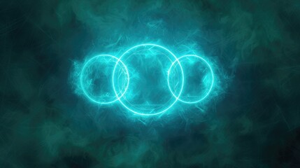 A blue background with three circles in the middle