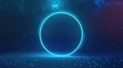 Fototapeta premium A blue and purple sky with a large glowing circle in the middle
