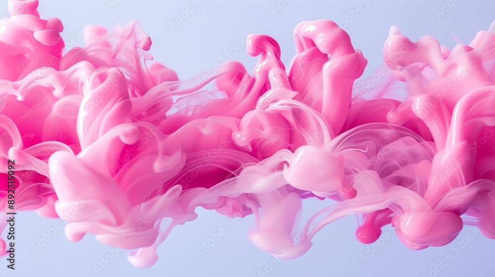 Poster abstract pink ink swirling in water, creating a beautiful and dynamic texture. perfect for design an
