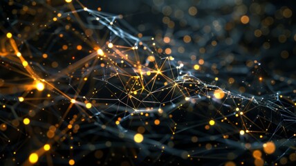 Fototapeta premium A mesmerizing abstract image of a network of interconnected lines and glowing points, symbolizing communication, technology, innovation, connection, and growth.