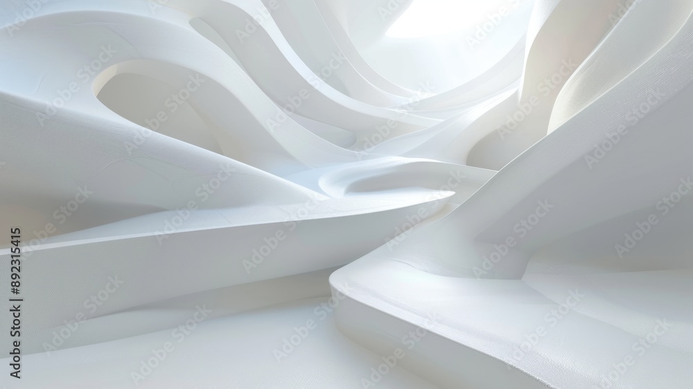 Poster white curved walls create an abstract and minimalist design, symbolizing modern architecture, futuri
