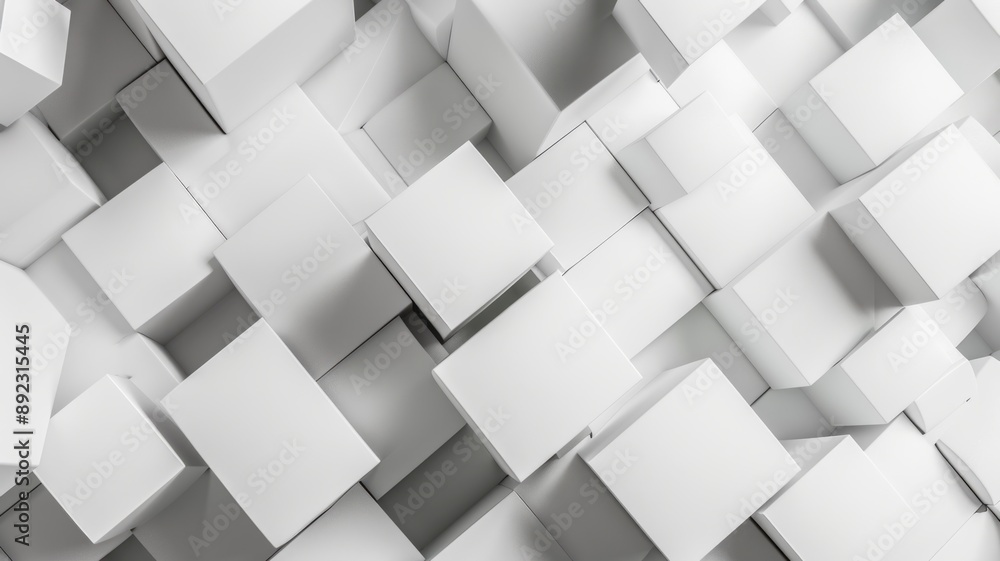 Poster a simple yet elegant image of an abstract white cube pattern, symbolizing minimalism, simplicity, st