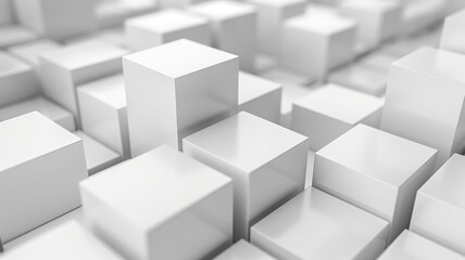 A field of white cubes, symbolizing unity, simplicity, order, minimalism, and structure.