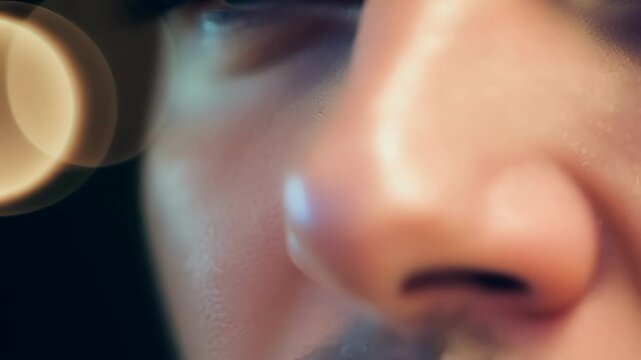 Brows knit together nostrils flaring and lips pressed firmly together in a look of pure determination.