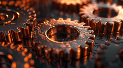 metallic gears seamlessly interlocking, representing the complex and interconnected nature of thoughts