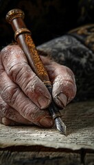 a person holding a pen and writing on a piece of paper