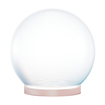 Christmas glass bauble ball with snow falling,illustration Realistic isolated 3D Empty Snow globe balls transparent background for Christmas and New Year winter holiday decoration 2025
