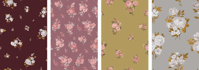 Seamless pattern with vintage roses for summer dress fabrics