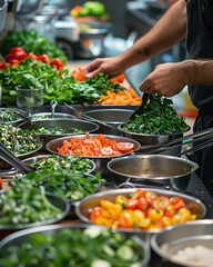 Obraz premium a buffet table filled with lots of different types of food