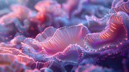 Organic 3D forms resembling musical coral, glowing softly in an underwater-like environment