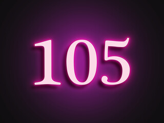 Pink glowing Neon light text effect of number 105.