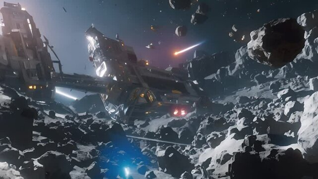 Spaceship on Asteroid Field