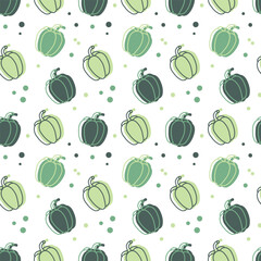 Seamless pattern with stylized bell peppers on a white background. Vector service
