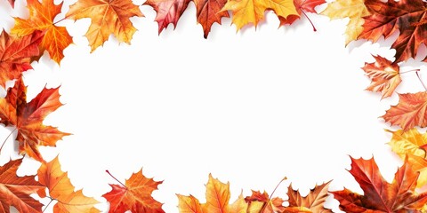 Elegant Autumn-Themed Frame on Abstract White Background: Minimalist Seasonal Design with Ample Space for Text or Creative Elements. Versatile Template for Fall-Inspired Presentations, Invitations, or