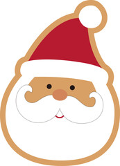 Christmas gingerbread in the shape of Santa Claus vector.
santa claus head ginger cookie svg.
Holiday pastries.