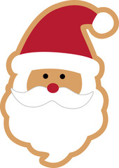 Christmas gingerbread in the shape of Santa Claus vector.
santa claus head ginger cookie svg.
Holiday pastries.