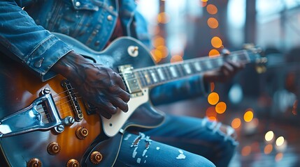 Obraz premium A professional musician playing a guitar