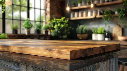 Rustic Kitchen Countertop with a Wooden Surface