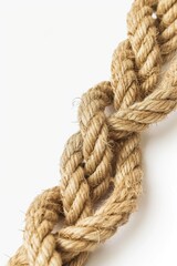 Close-up shot of a rope on a white background