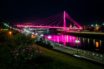 night view of the bridge of lovers in Tyumen