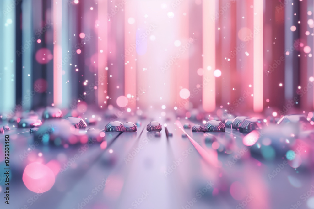 Aufkleber a vibrant abstract scene with glowing lights and floating particles, creating a dreamlike atmosphere